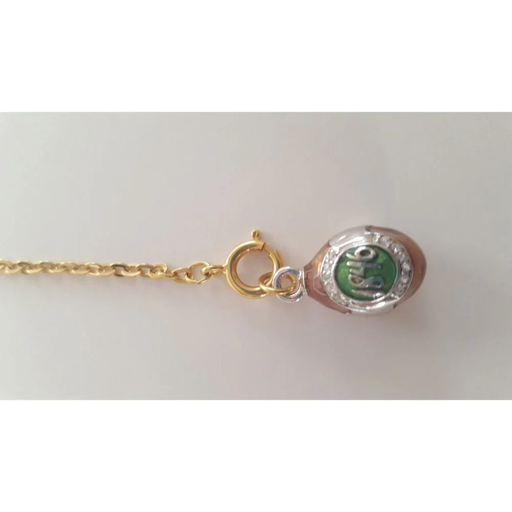 Rare Joan Rivers Silver Tone Enamel 1846 Crystal FABERGE Egg CHARM PENDANT